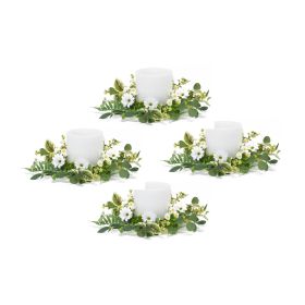 Mixed Floral Wreath (Set of 4) 17"D Polyester/Plastic