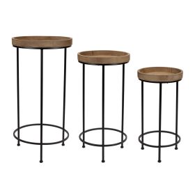 Accent Table (Set of 3) 10.5"D x 20.75"H, 12.25"D x 25.25"H, 14.25"D x 28.75"H Iron/Wood