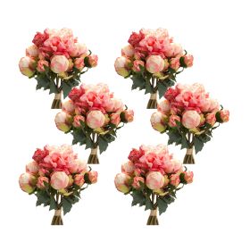 Peony Bouquet (Set of 6) 16"H Polyester