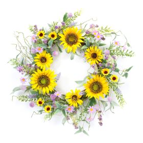 Mixed Sunflower Wreath 19.25"D Polyester