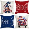 4th of July Decorations Pillow Covers Stripes Patriotic Throw Pillow Covers - white