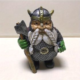 1pc Viking Victor Norse Gnome Statue, Viking Garden Gnome Figurines With Axe, Dwarf Ornaments For Indoor Outdoor Home Yard - Large Axes