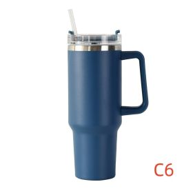 40 oz. With Logo Stainless Steel Thermos Handle Water Glass With Lid And Straw Beer Glass Car Travel Kettle Outdoor Water Bottle - 1200ml - C6