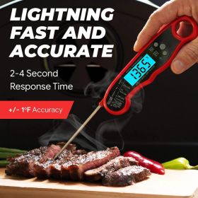 Outdoor BBQ Accurate LED Instant Read Waterproof Food Meat Electronic Digital Kitchen Thermometer - red