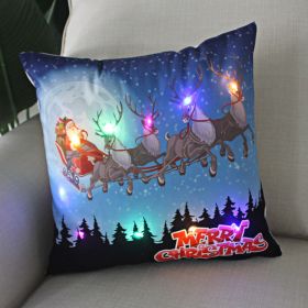 1pc Christmas Cushion Cover 45x45 Led Light Christmas Decorations for Home Santa Claus Printed Christmas Pillow Case - as pic C