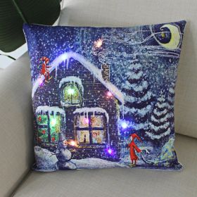 1pc Christmas Cushion Cover 45x45 Led Light Christmas Decorations for Home Santa Claus Printed Christmas Pillow Case - as pic E