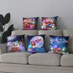 1pc Christmas Cushion Cover 45x45 Led Light Christmas Decorations for Home Santa Claus Printed Christmas Pillow Case - as pic A