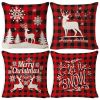 Christmas Pillow Covers, 4PCS Winter Holiday Decorations Xmas Rustic Throw Pillowcase - color5