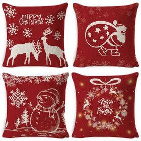 Christmas Pillow Covers, 4PCS Winter Holiday Decorations Xmas Rustic Throw Pillowcase - color4