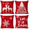 Christmas Pillow Covers, 4PCS Winter Holiday Decorations Xmas Rustic Throw Pillowcase - color1