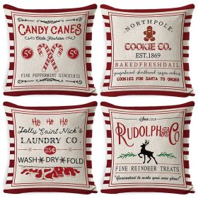 Christmas Pillow Covers, 4PCS Winter Holiday Decorations Xmas Rustic Throw Pillowcase - color2