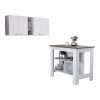 Austin 2 Piece Kitchen Set, Upper Wall Cabinet + Kitchen Island , White /Walnut - White /Walnut