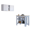 Austin 2 Piece Kitchen Set, Upper Wall Cabinet + Kitchen Island , White /Walnut - White /Light Oak