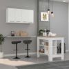 Caledon 2 Piece Kitchen Set, Kitchen Island + Upper Wall Cabinet , White /Walnut - White  /Light Oak