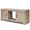 65 Inch Media Component TV Stand with Adjustable Shelves - Wood color