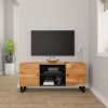 TV Stand 41.3"x13"x18.1" Solid Wood Acacia - Black