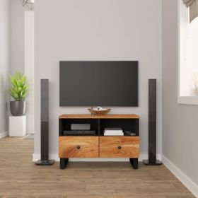 TV Stand 27.6"x13"x18.1" Solid Wood Acacia - Black