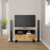 TV Stand 27.6"x13"x18.1" Solid Wood Mango - Black