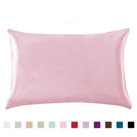 Pillowcase Satin Solid Color Simulation Silk Single Pillowcase Ice Silk Pillowcase - Pink - 20X29inches-1PC