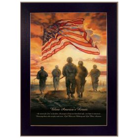 "Bless Americas Heroes" By Bonnie Mohr, Printed Wall Art, Ready To Hang Framed Poster, Black Frame - as Pic