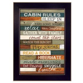 "Cabin Rules" By Marla Rae, Printed Wall Art, Ready To Hang Framed Poster, Black Frame - as Pic