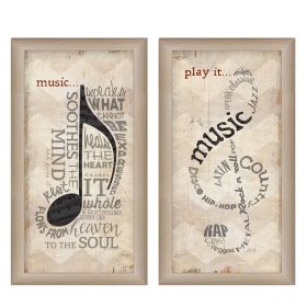 "Music Collection" 2-Piece Vignette By Marla Rae, Printed Wall Art, Ready To Hang Framed Poster, Beige Frame - as Pic