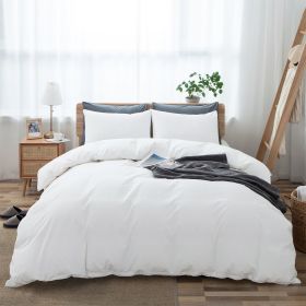 100% Washed Cotton Duvet Cover Set, Durable Fade-Resistant Natural Bedding Set (No Comforter) - White - Twin