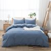 100% Washed Cotton Duvet Cover Set, Durable Fade-Resistant Natural Bedding Set (No Comforter) - Denim Blue - Twin