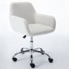 Faux Fur Home Office Chair,Fluffy Fuzzy Comfortable Makeup Vanity Chair ,Swivel Desk Chair Height Adjustable Dressing Chair for Bedroom - White