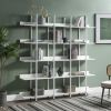 5 Tier Bookcase Home Office Open Bookshelf, Vintage Industrial Style Shelf with Metal Frame, MDF Board - White