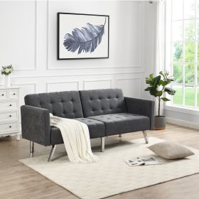 Sofa Bed Convertible Folding Dark Grey Lounge Couch Loveseat Sleeper Sofa Armrests Living Room Bedroom Apartment Reading Room - Dark Gray