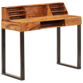 Desk 43.3"x19.7"x37" Solid Sheesham Wood and Steel - Brown