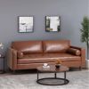 Mirod Comfy 3-seat Sofa with Wooden Legs, PU, for Living Room and Study - as Pic