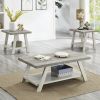 Athens Contemporary 3-Piece Wood Shelf Coffee Table Set in Weathered Gray and Beige - as Pic