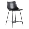 Modern Upholstered Counter Stool with Metal X Base, Set of 2, Black - as Pic