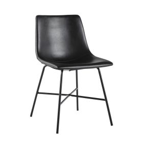 Modern Upholstered Dining Chair with Metal X Base, Set of 2, Black - as Pic