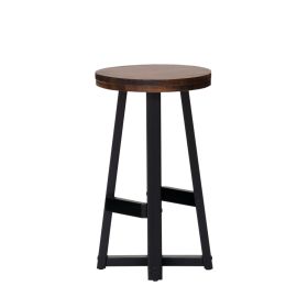 Rustic Distressed Solid Wood Round Dining Stool ‚Äì Mahogany - as Pic