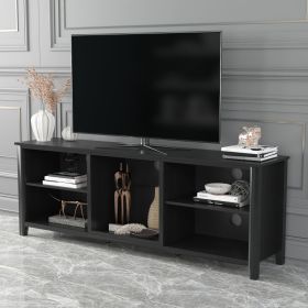 WESOME TV Stand Storage Media Console Entertainment Center; Tradition Black - Black