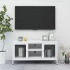 TV Stand White 41.3"x13.8"x20.5" Steel and Glass - White