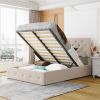 Full size Upholstered Platform bed with a Hydraulic Storage System - Beige - pic