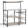 Baker's Rack with Power Outlet; 6-Tier Kitchen Storage Rack; Coffee Bar with Storage Basket; Microwave Oven Stand with 6 S-Hooks; Table Organizer with