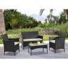 Manhattan Comfort Imperia Steel Rattan 4-Piece Patio Conversation Set with Cushions in Cream - Default Title