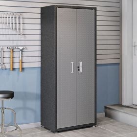 Manhattan Comfort Fortress Textured Metal 75.4" Garage Cabinet with 4 Adjustable Shelves in Grey - Default Title