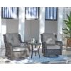 Manhattan Comfort Fruttuo Swivel Steel Rattan 3-Piece Patio Conversation Set with Cushions in Grey - Default Title