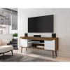 Manhattan Comfort Bradley 62.99 TV Stand Rustic Brown and White with 2 Media Shelves and 2 Storage Shelves in Rustic Brown and White with Solid Wood L