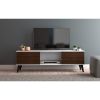 Manhattan Comfort Doyers 53.15 Mid-Century Modern TV Stand in White and Nut Brown - Default Title