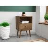 Manhattan Comfort Liberty Mid-Century Modern Nightstand 1.0 with 1 Cubby Space and 1 Drawer in Rustic Brown - Default Title