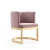 Manhattan Comfort Aura Blush and Polished Brass Velvet Dining Chair - Default Title