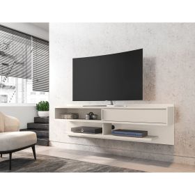 Manhattan Comfort Astor 70.86 Modern Floating Entertainment Center 1.0 with Media Shelves in Off White - Default Title