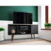 Manhattan Comfort Liberty 53.14" Mid-Century Modern TV Stand with 5 Shelves and 1 Door in Black - Default Title